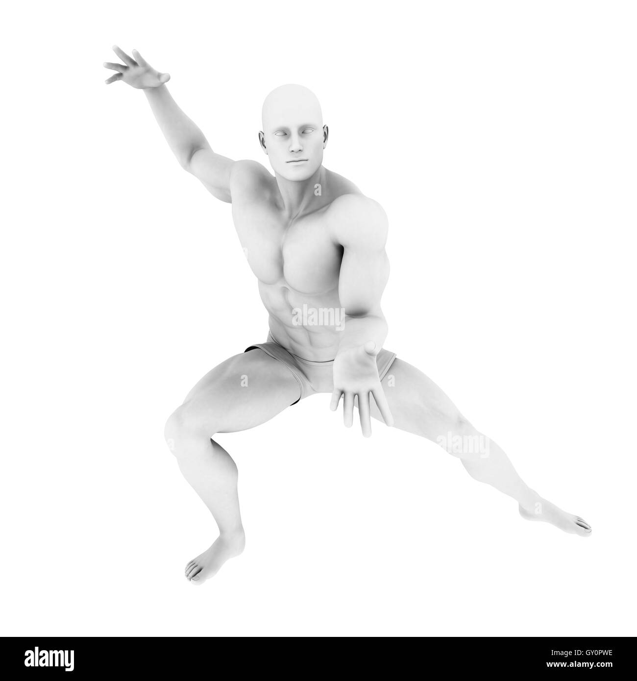 Super Héros posent avec un homme dans le rendu 3d illustration Banque D'Images