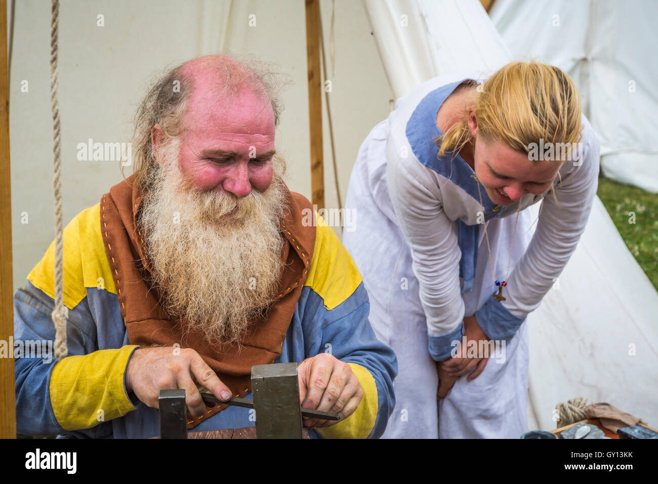 Campement Viking Festival Islandais à Gimli, au Manitoba, Canada. Banque D'Images