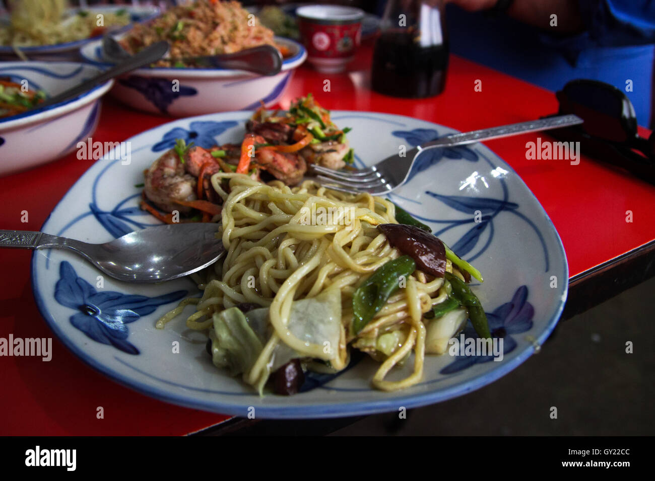 Oriental Restaurant Chinois à Chandni à Kolkata servant des nouilles, riz et crevettes Schezwan Thé au jasmin Banque D'Images