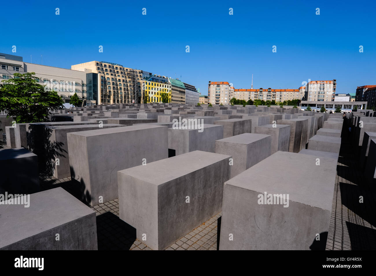 Berlin, Allemagne. Mémorial aux Juifs assassinés d'Europe, également connu sous le nom de Mémorial de l'Holocauste. Ouvert en 2005. Banque D'Images