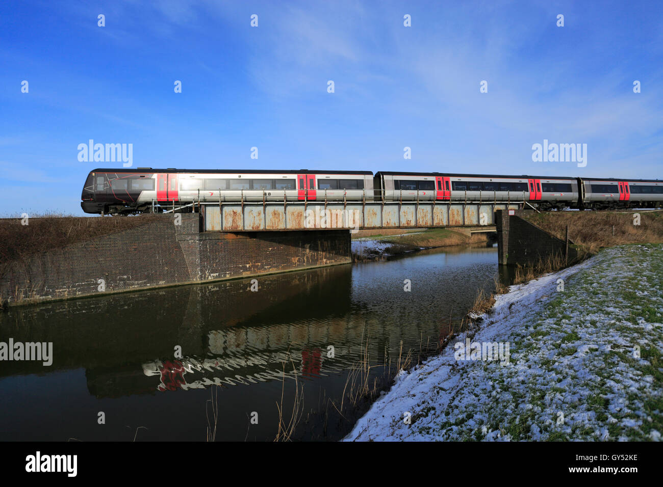 170 l'unité diesel classe Turbostar, un comté à C2C Les Trains, Peterborough (Cambridgeshire, Angleterre, RU Banque D'Images