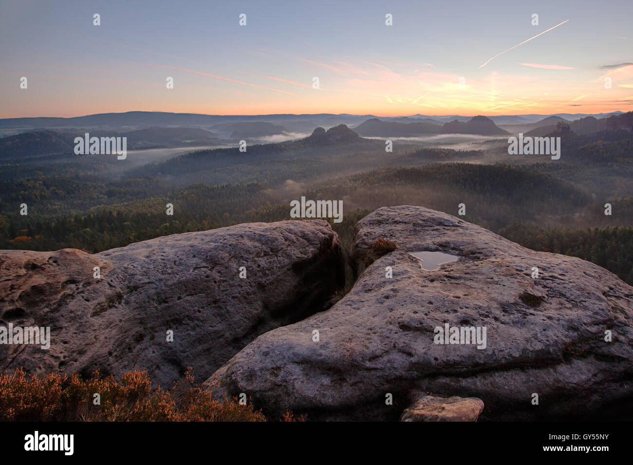 Sunrise de Kleiner Winterberg, la Suisse saxonne Banque D'Images