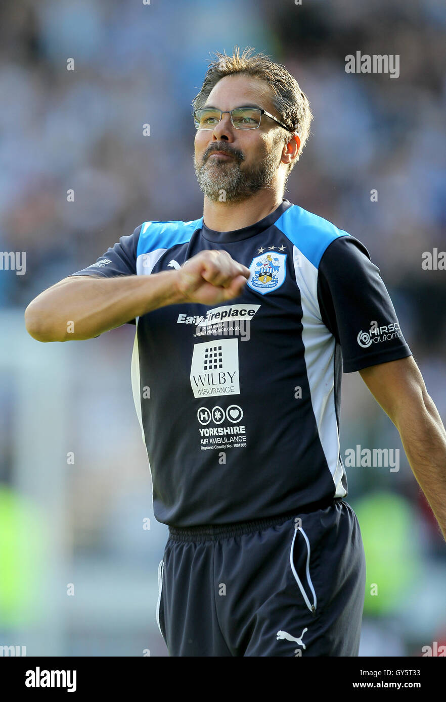 Huddersfield Town manager David Wagner célèbre la victoire pendant le match de championnat Sky Bet à la John Smith's Stadium, Huddersfield. Banque D'Images