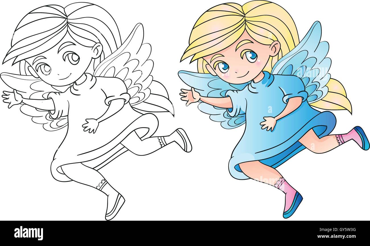Angel fairy girl vector illustration contours Illustration de Vecteur