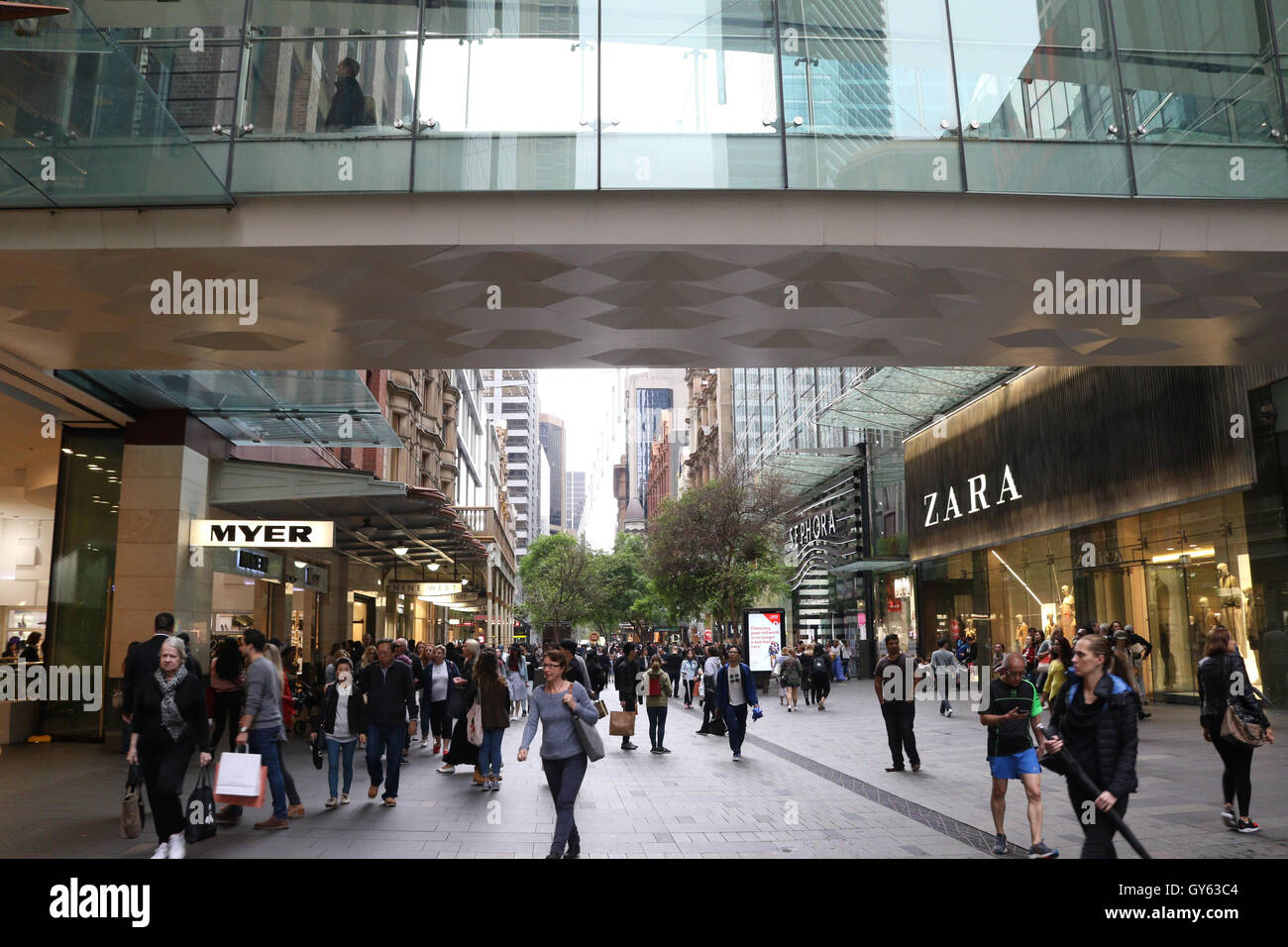 Pitt Street Mall à Sydney, Australie. Banque D'Images