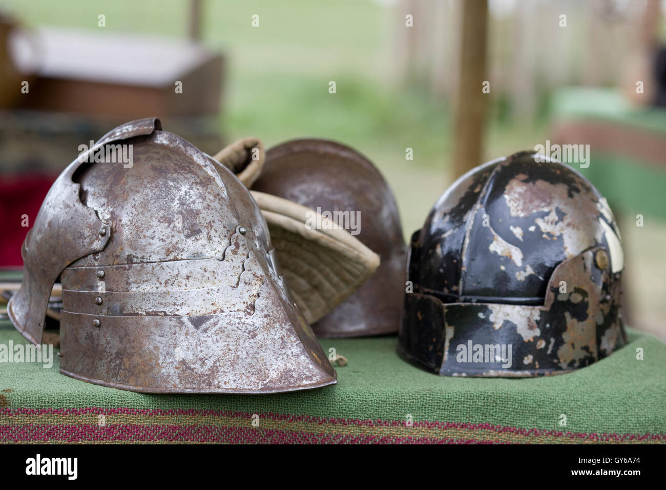 Réplique d'une tête Chevaliers Armor à une reconstitution Banque D'Images