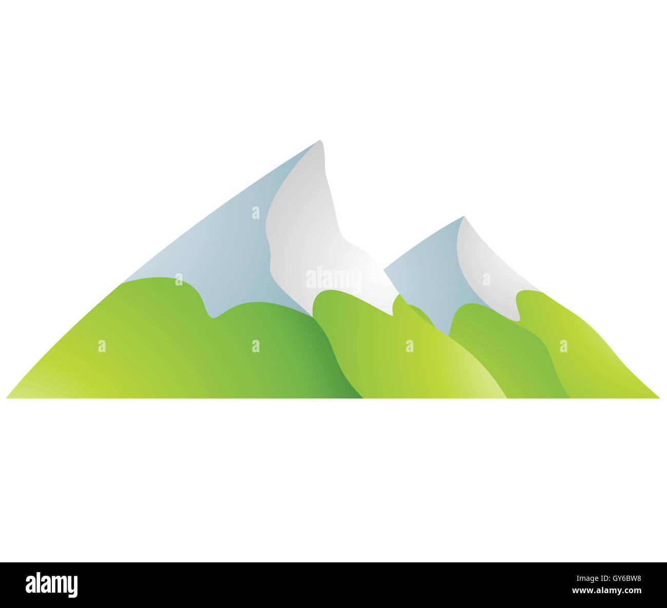 Illustration de montagnes de neige Cartoon isolé sur fond blanc Banque D'Images