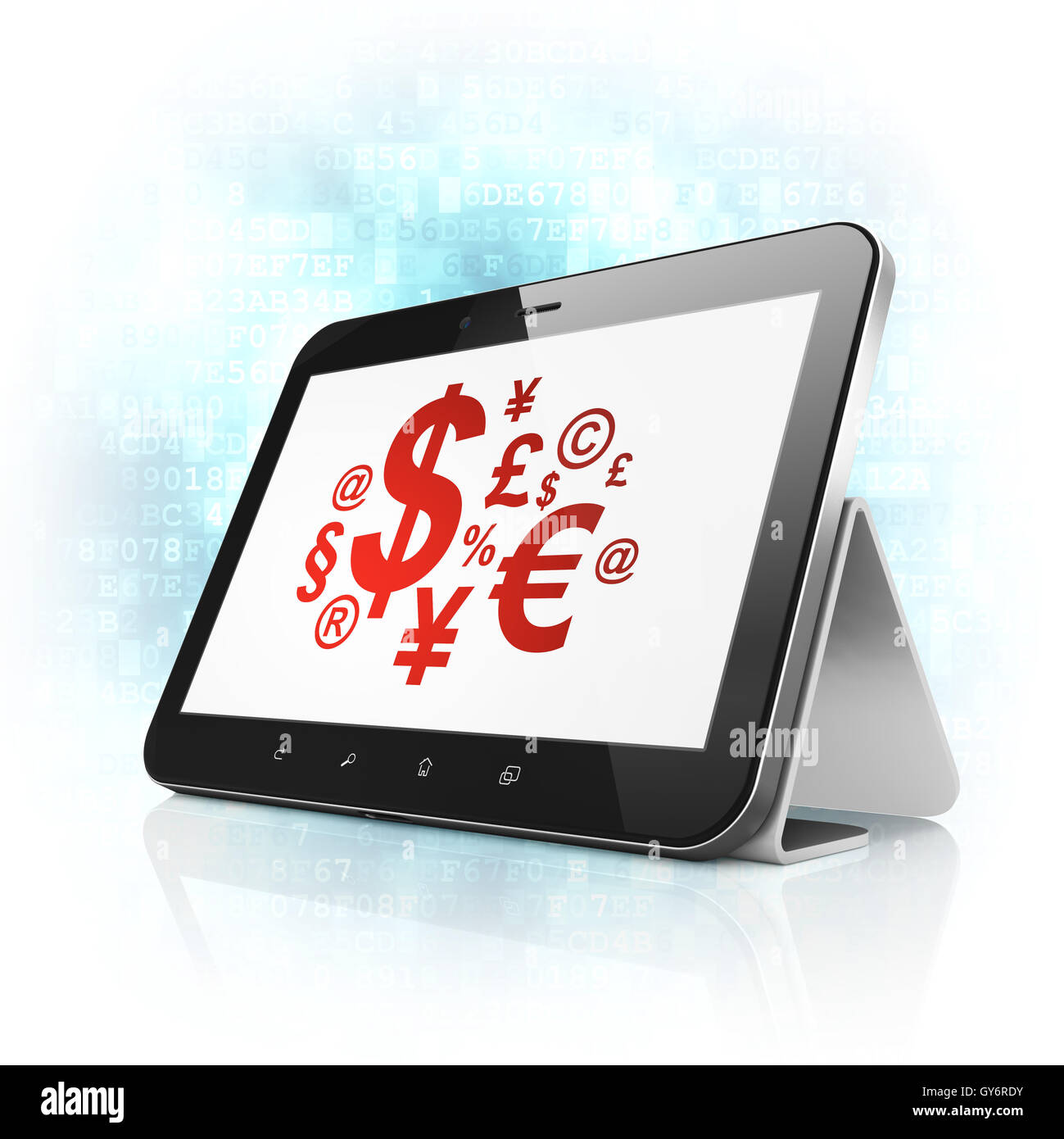 News concept : symbole des finances sur tablet PC ordinateur Banque D'Images
