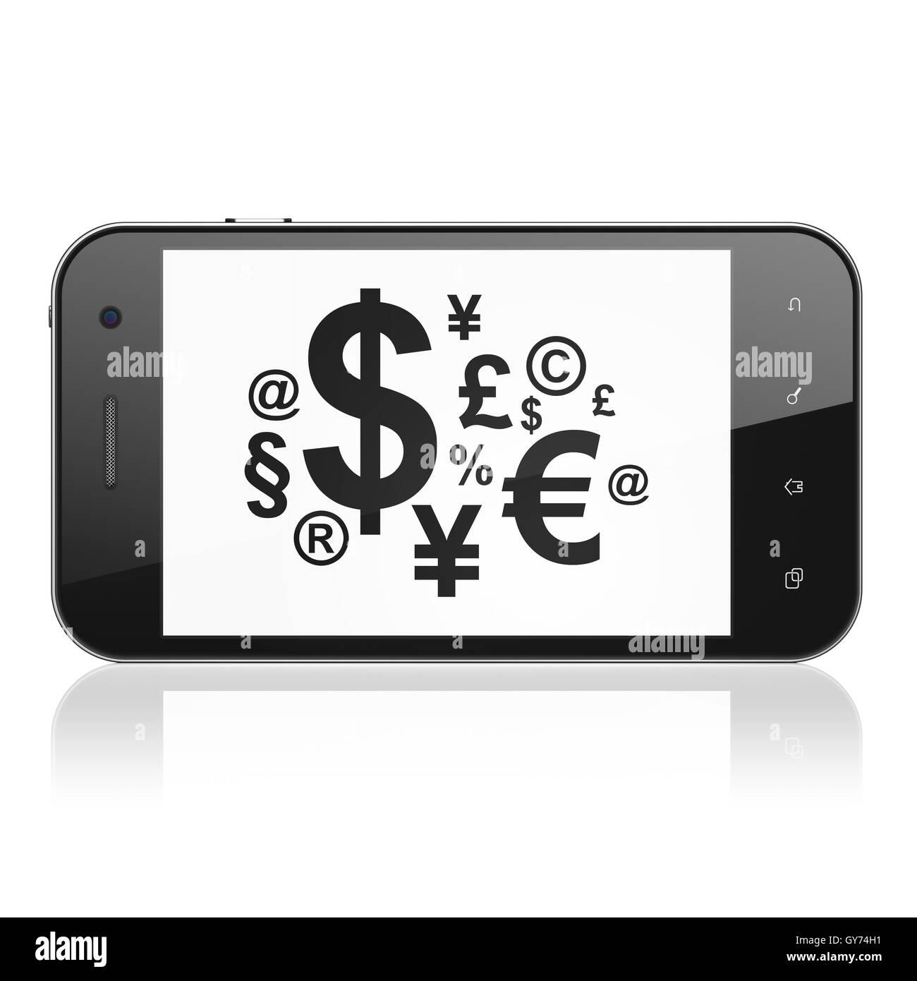 Concept : Finances Finances Symbole sur smartphone Banque D'Images