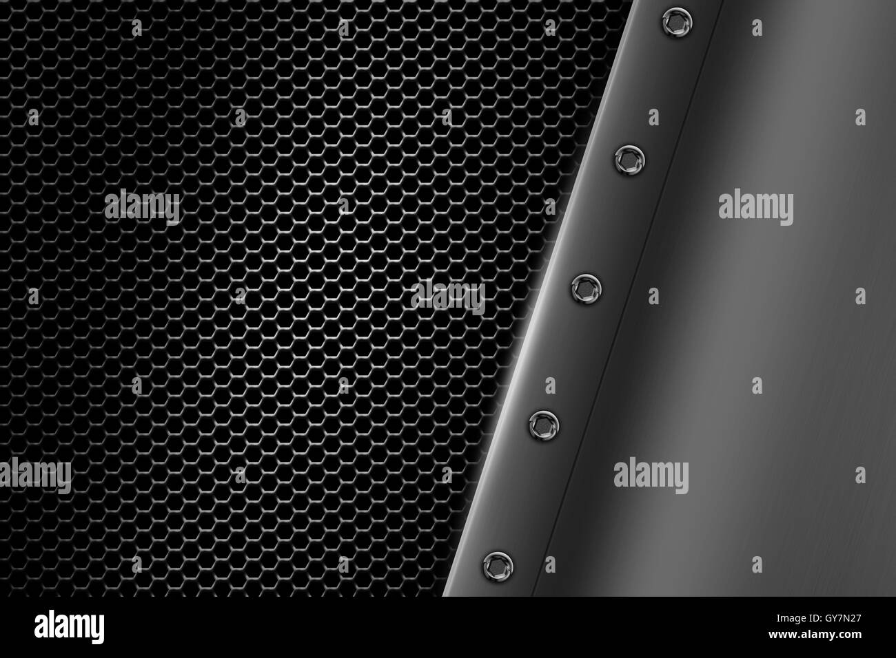Fond métal chrome avec rivet sur grillage métallique gris. contexte et