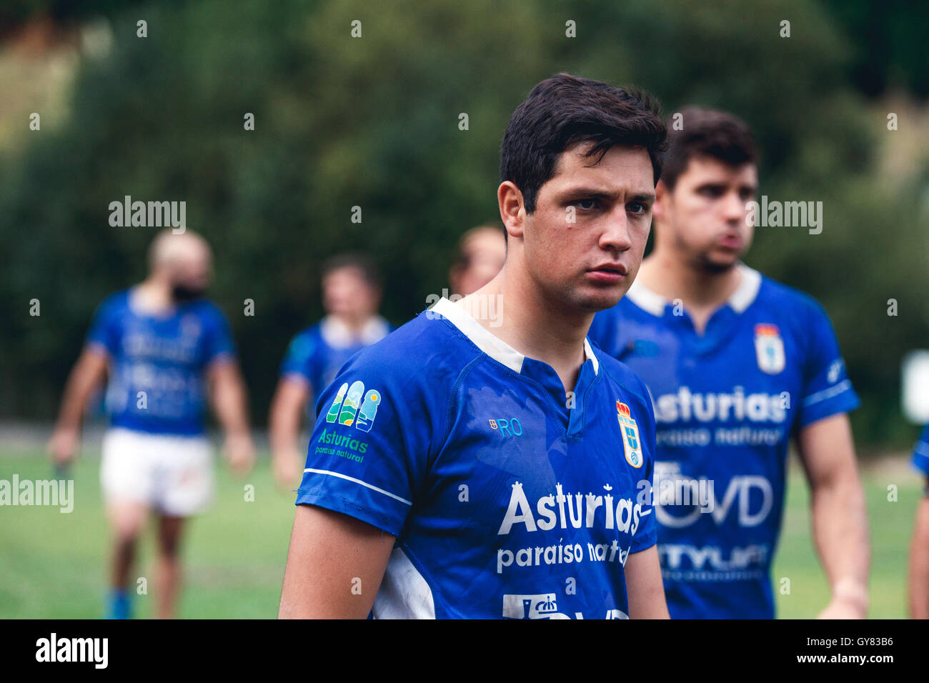 Naranco stadium, Oviedo, Asturias, Espagne. 17/09/2016 Division Honneur B.de match entre le Real Oviedo v Universitario Bilbao Rugby. Résultat final 68-12. Banque D'Images