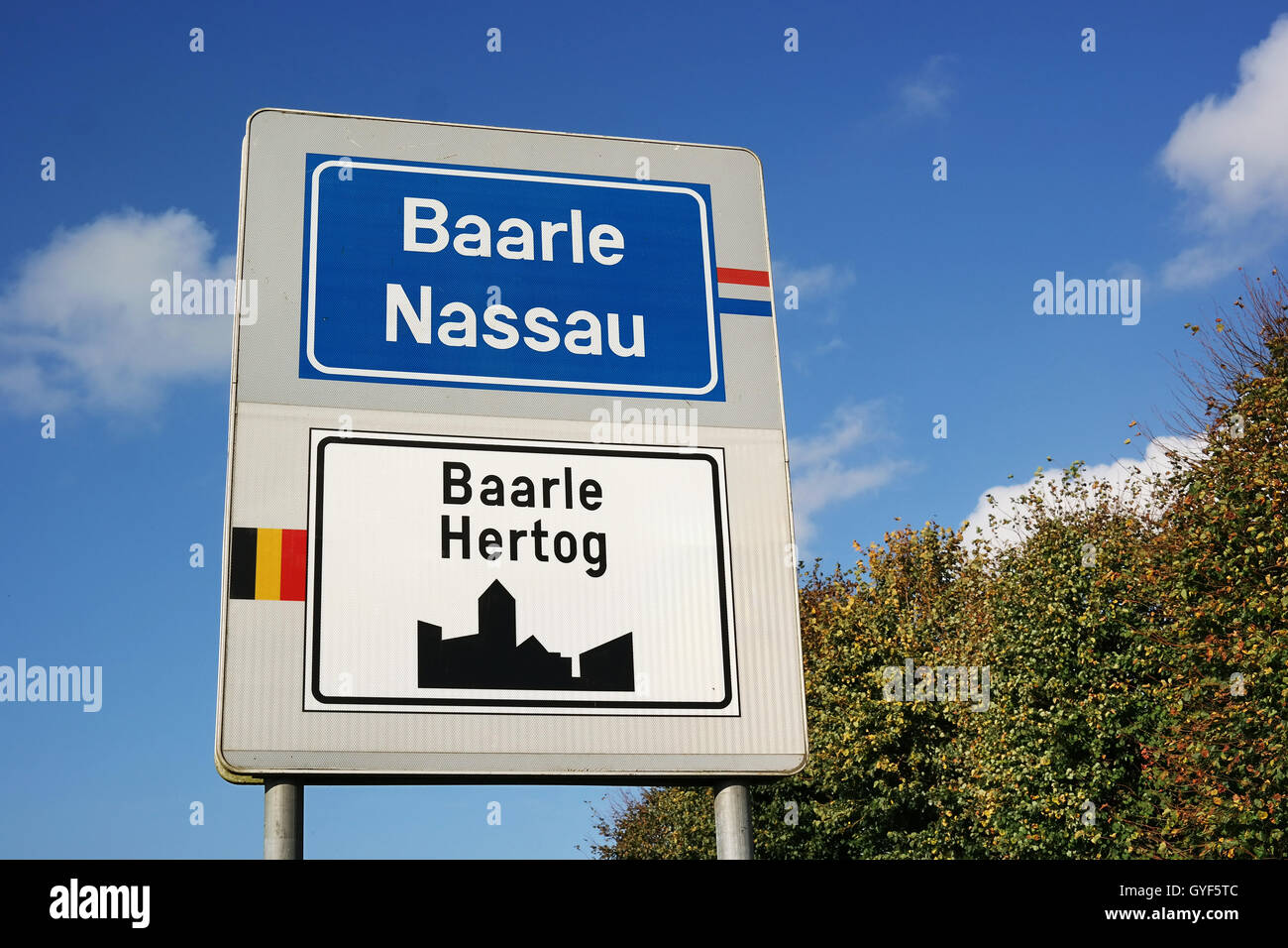 Nemours, Pays-Bas, est étroitement liée, avec des frontières, à la complexe exclaves belge de Baarle-Hertog. Banque D'Images