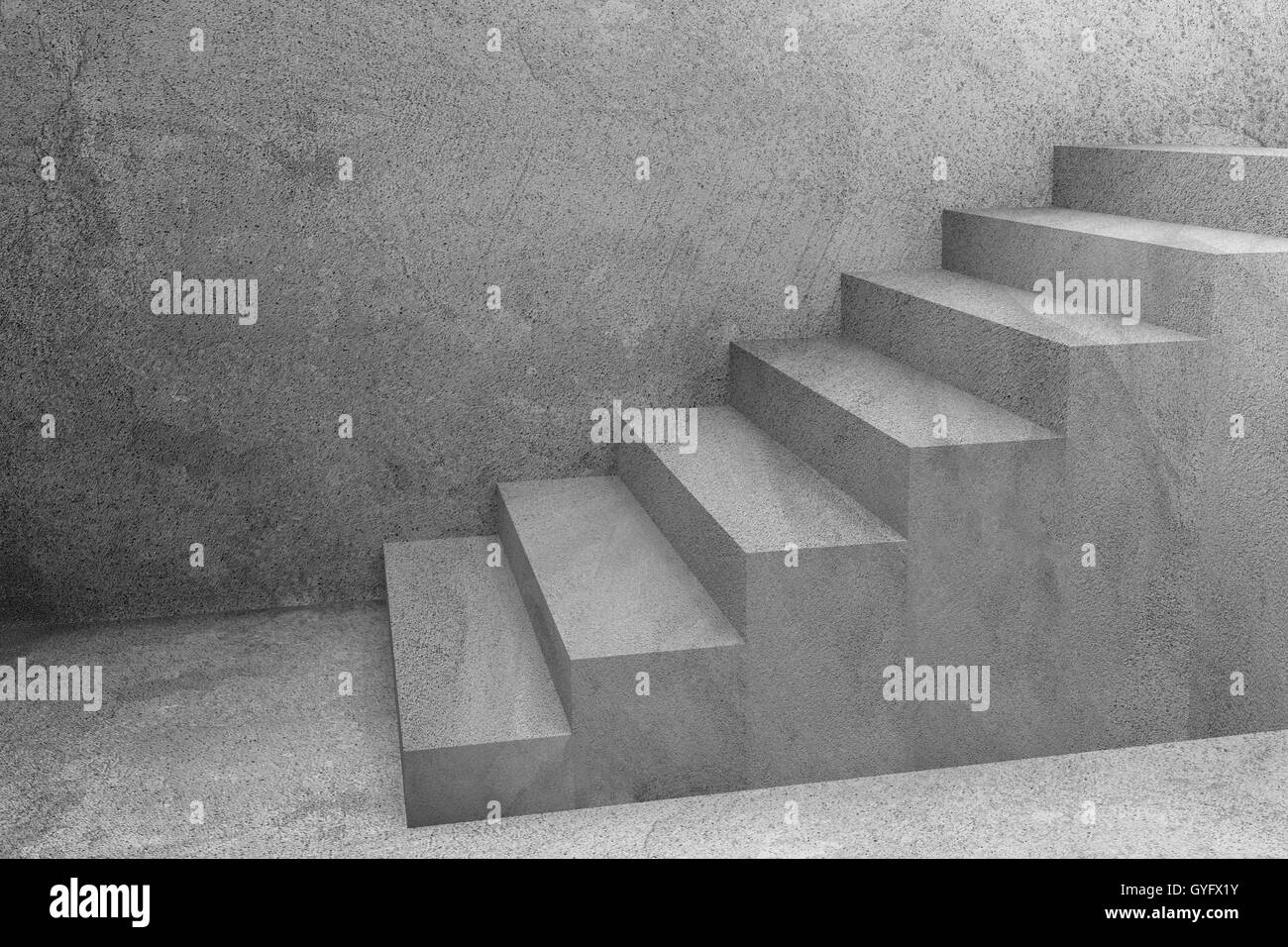 Escalier en béton en construction,,3d rendering Banque D'Images