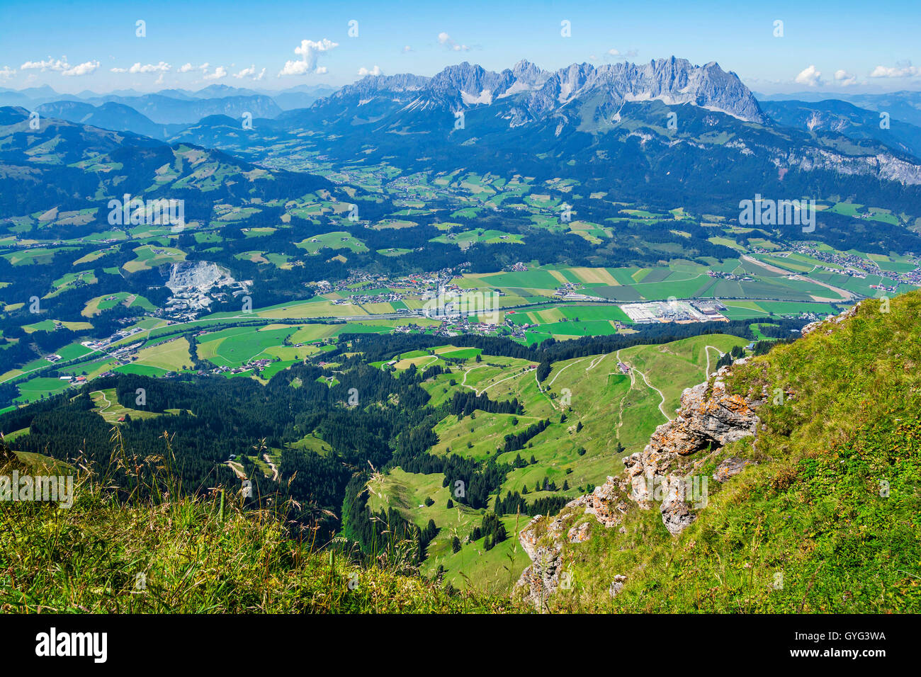 Vue panoramique du sommet du pic de Kitzbuhel, Tirol, alpes Banque D'Images
