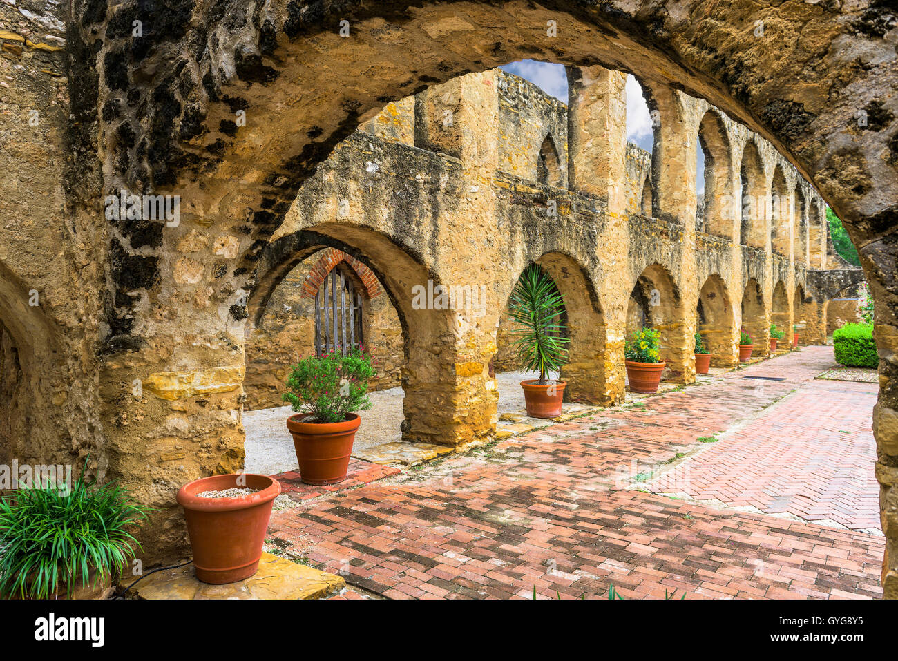Mission San Jose à San Antonio, Texas, USA. Banque D'Images