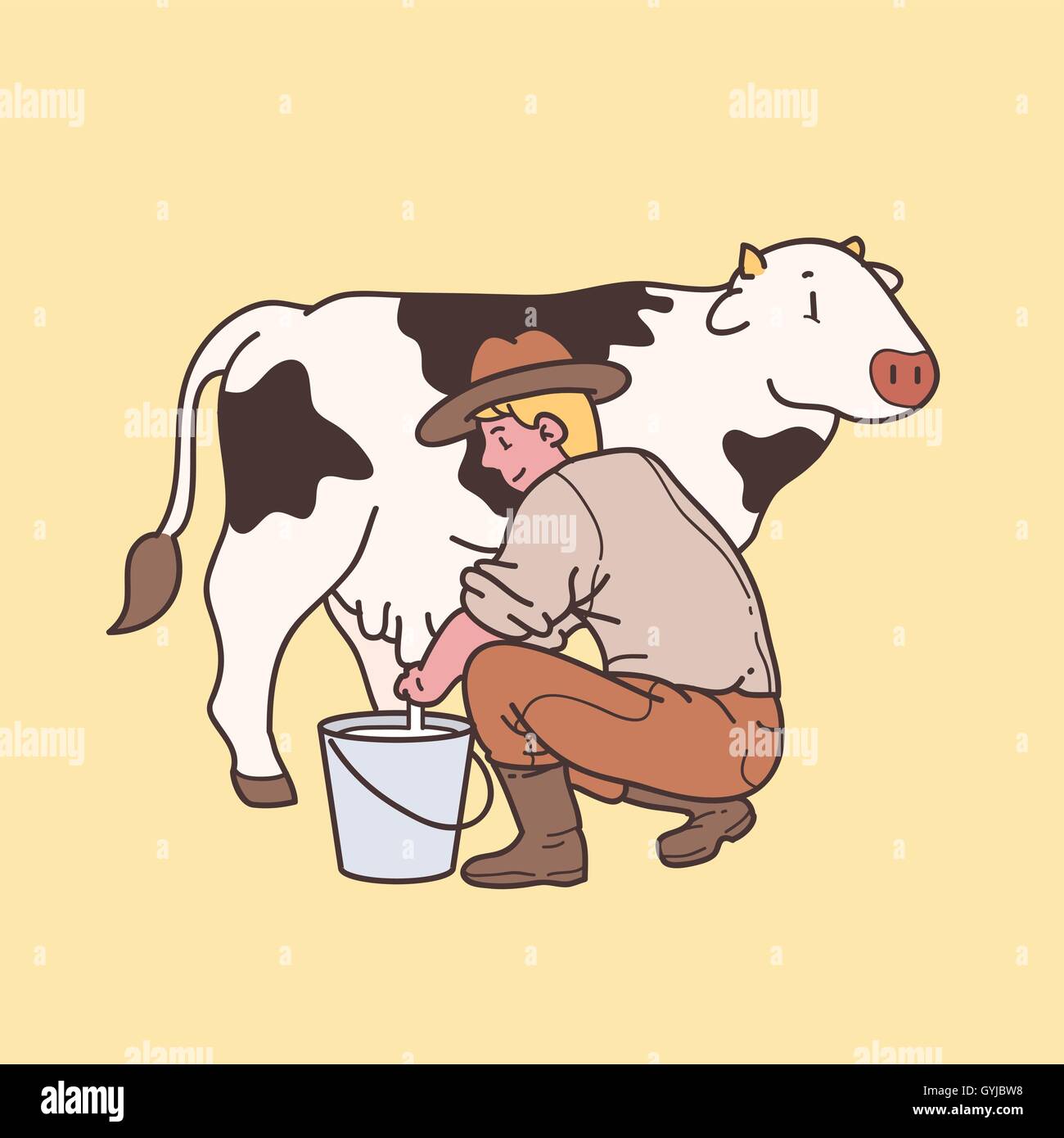 Vache laitière homme Illustration de Vecteur