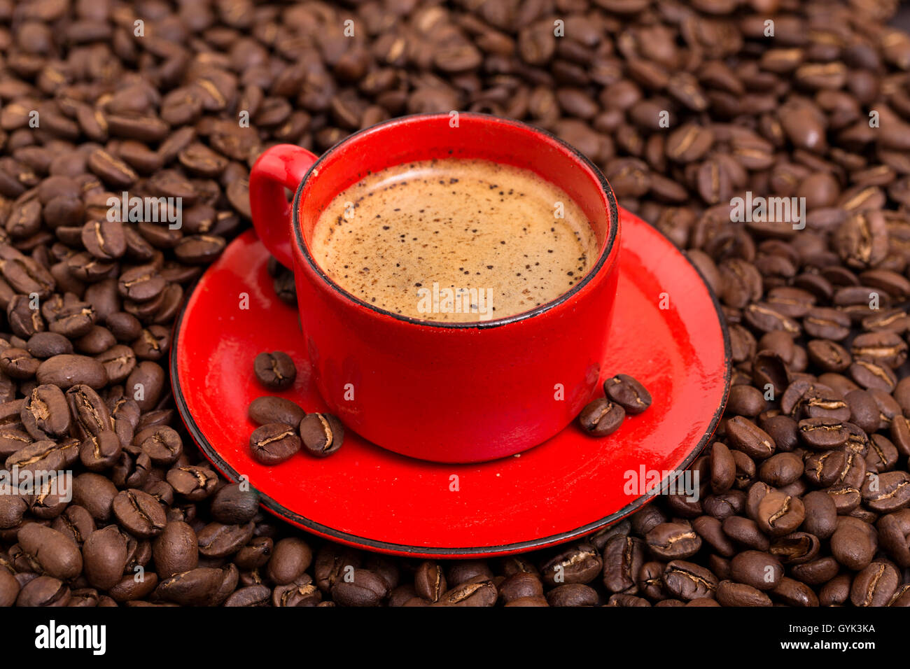Tasse de café rouge Banque D'Images