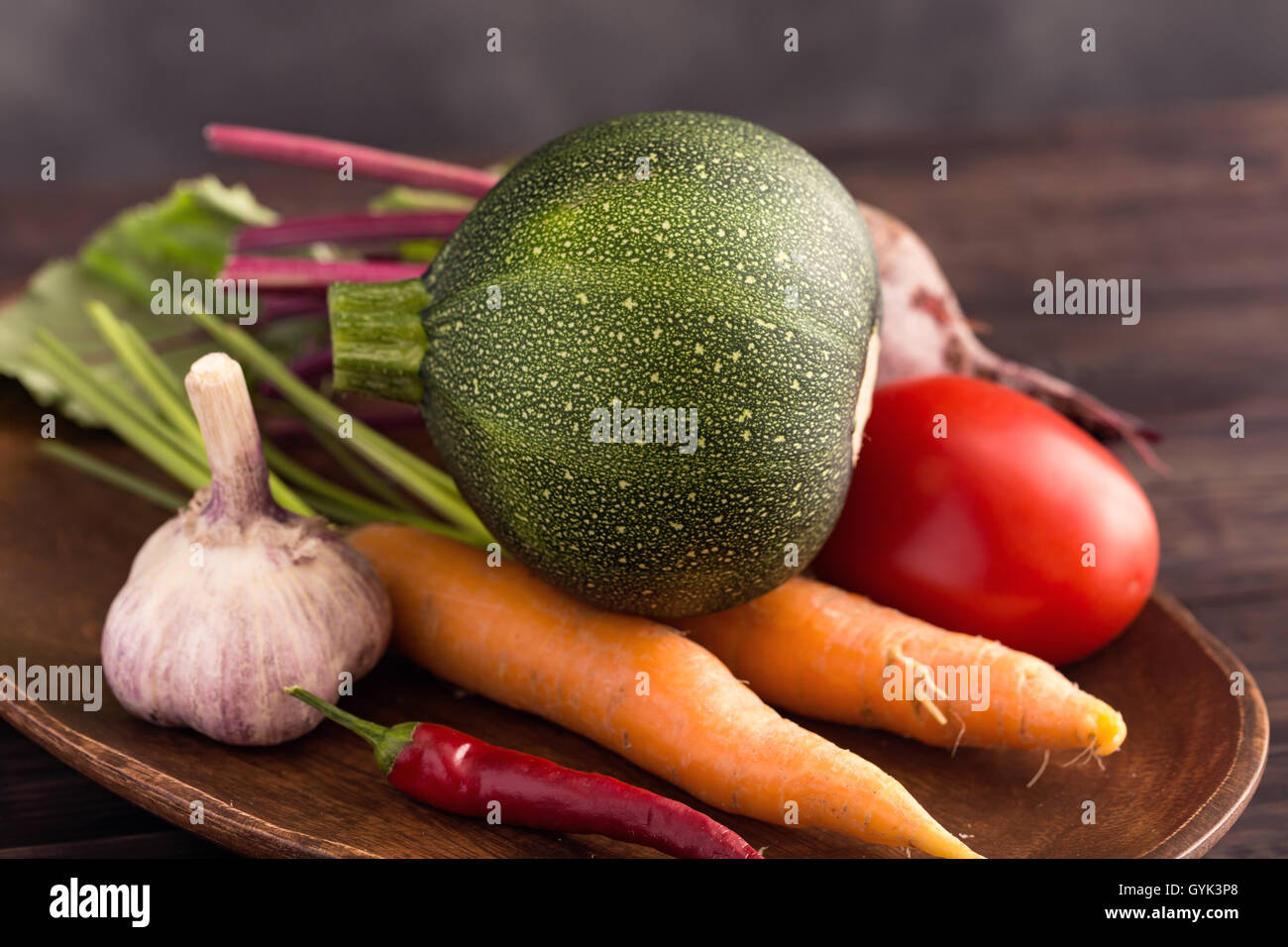 Courgette ronde et autres vegeables Banque D'Images