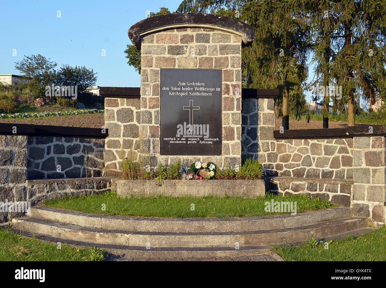 Monument commémoratif de guerre allemand, Szittkehmen Zytkiejmy maintenant, Ostpreussen (Pologne), Banque D'Images