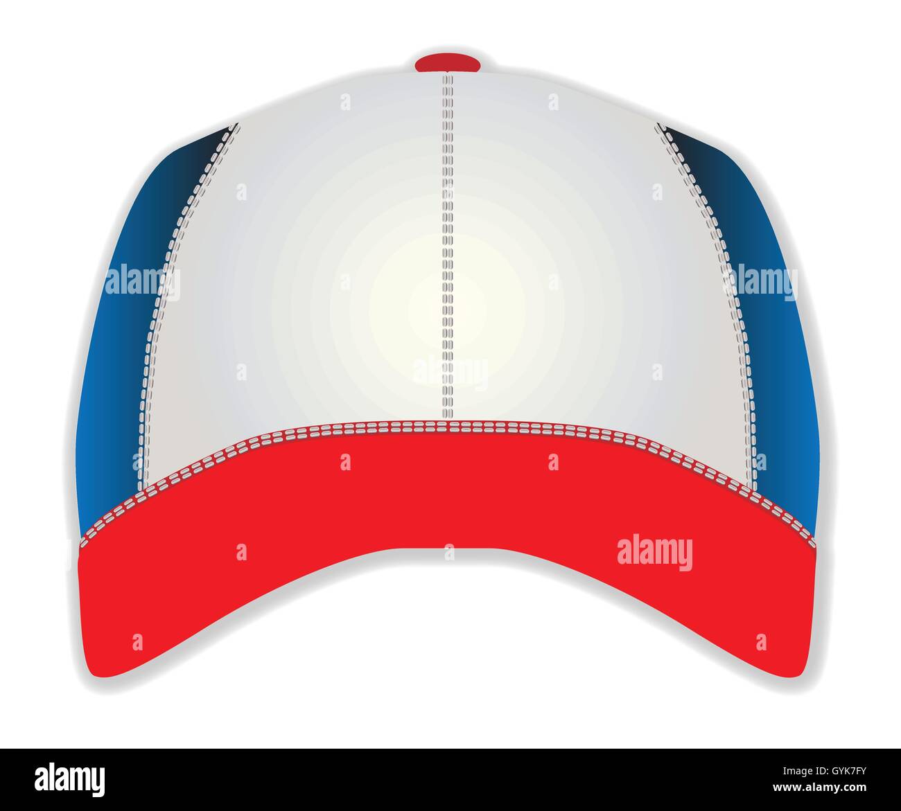 Un rouge blanc et bleu casquette typique avec pas de logo ou de l'insigne Illustration de Vecteur
