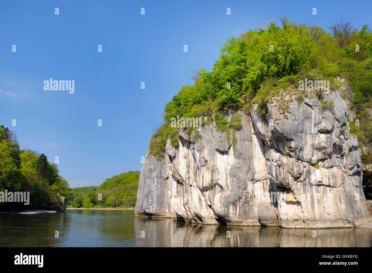 Danube entre Kelheim et cloître de Weltenbourg, réserve naturelle Welternburger Enge, Allemagne, Bavière, Niederbayern, Basse-Bavière, Kelheim Banque D'Images