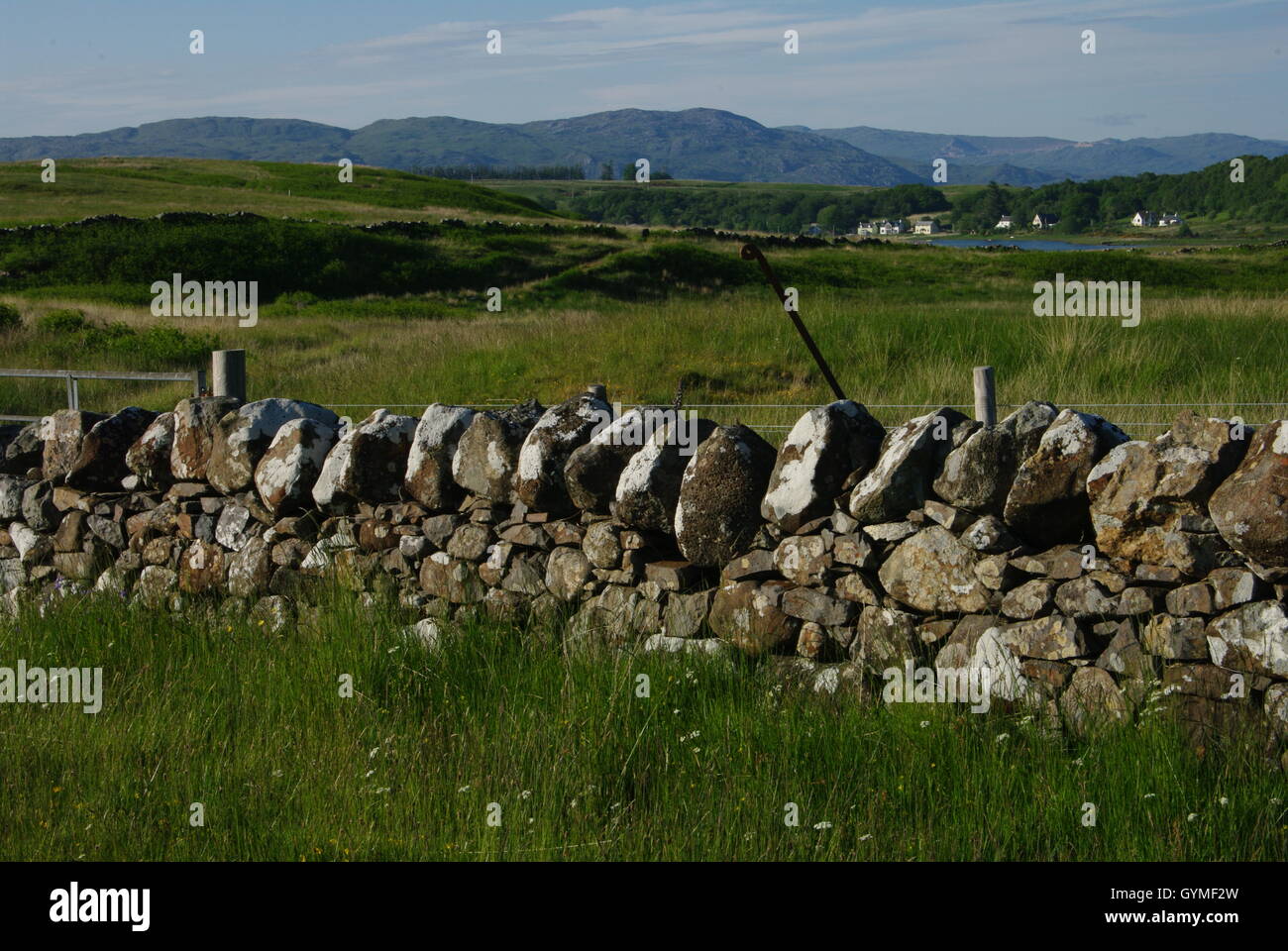 Mur en pierre sèche, Lochdon, île de Mull, Hébrides intérieures, Ecosse Banque D'Images