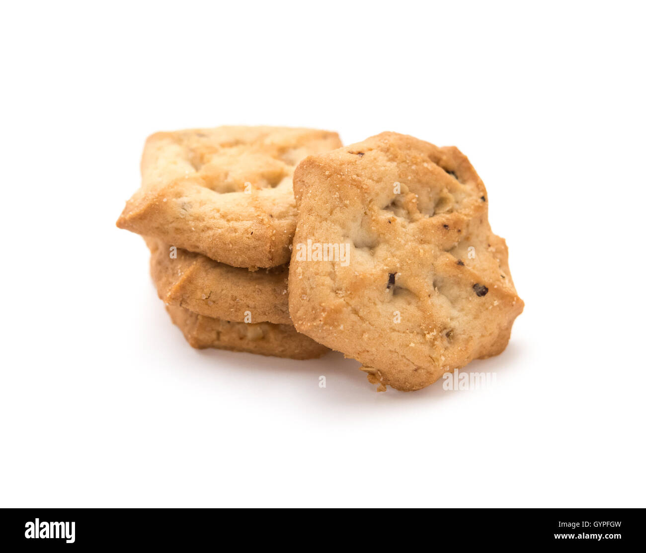 Pile de cookies doux sur un fond blanc Banque D'Images