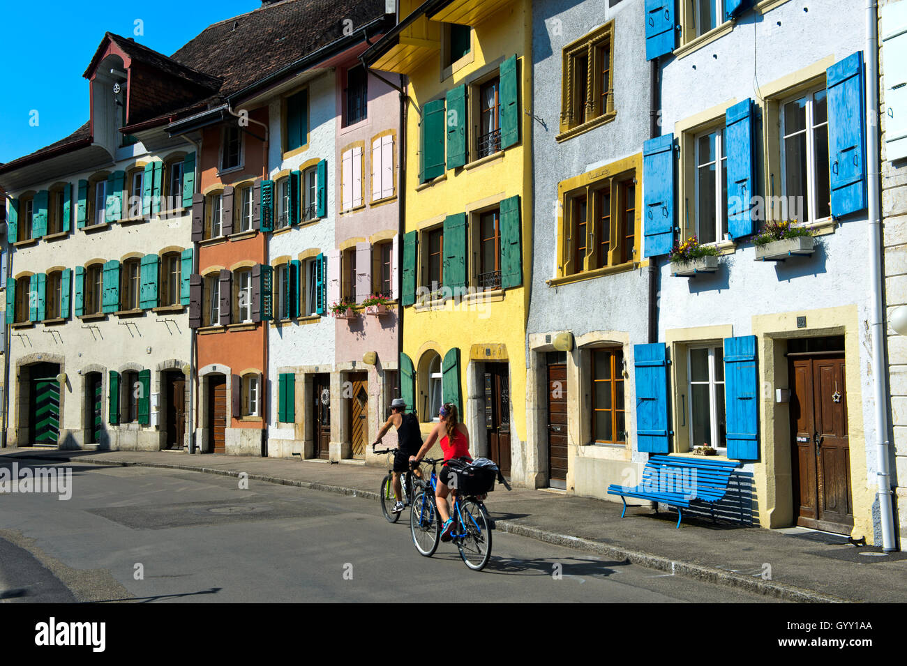 Le Landeron, Site du patrimoine Suisse, canton de Neuchâtel, Suisse Banque D'Images