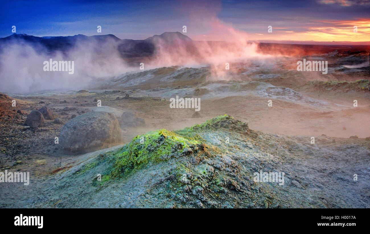 Hot springs zone géothermique de Krafla, Islande, Namaskard Banque D'Images