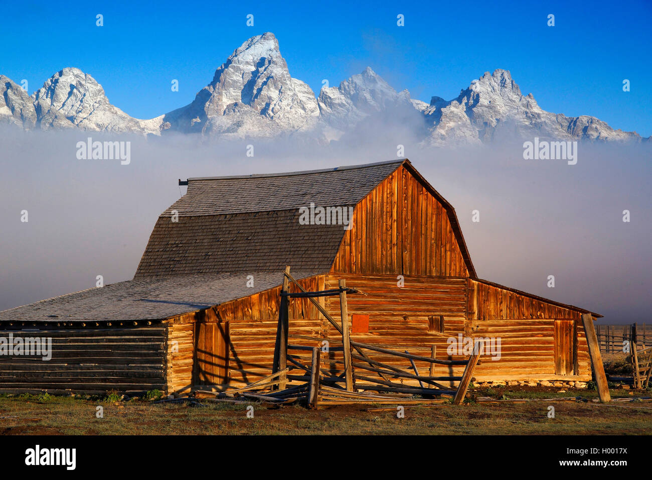 Mormon Row, Ranch, Wyoming, USA, Grand Teton National Park Banque D'Images