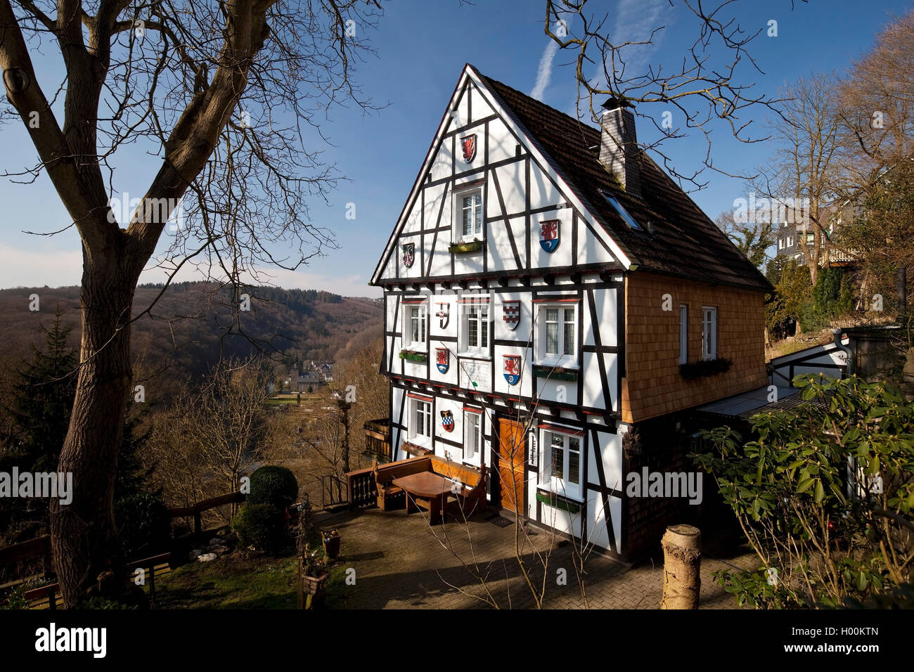 Maison à colombages dans le quartier de Burg, Allemagne, Rhénanie du Nord-Westphalie, région du Bergisches Land, à Solingen Banque D'Images