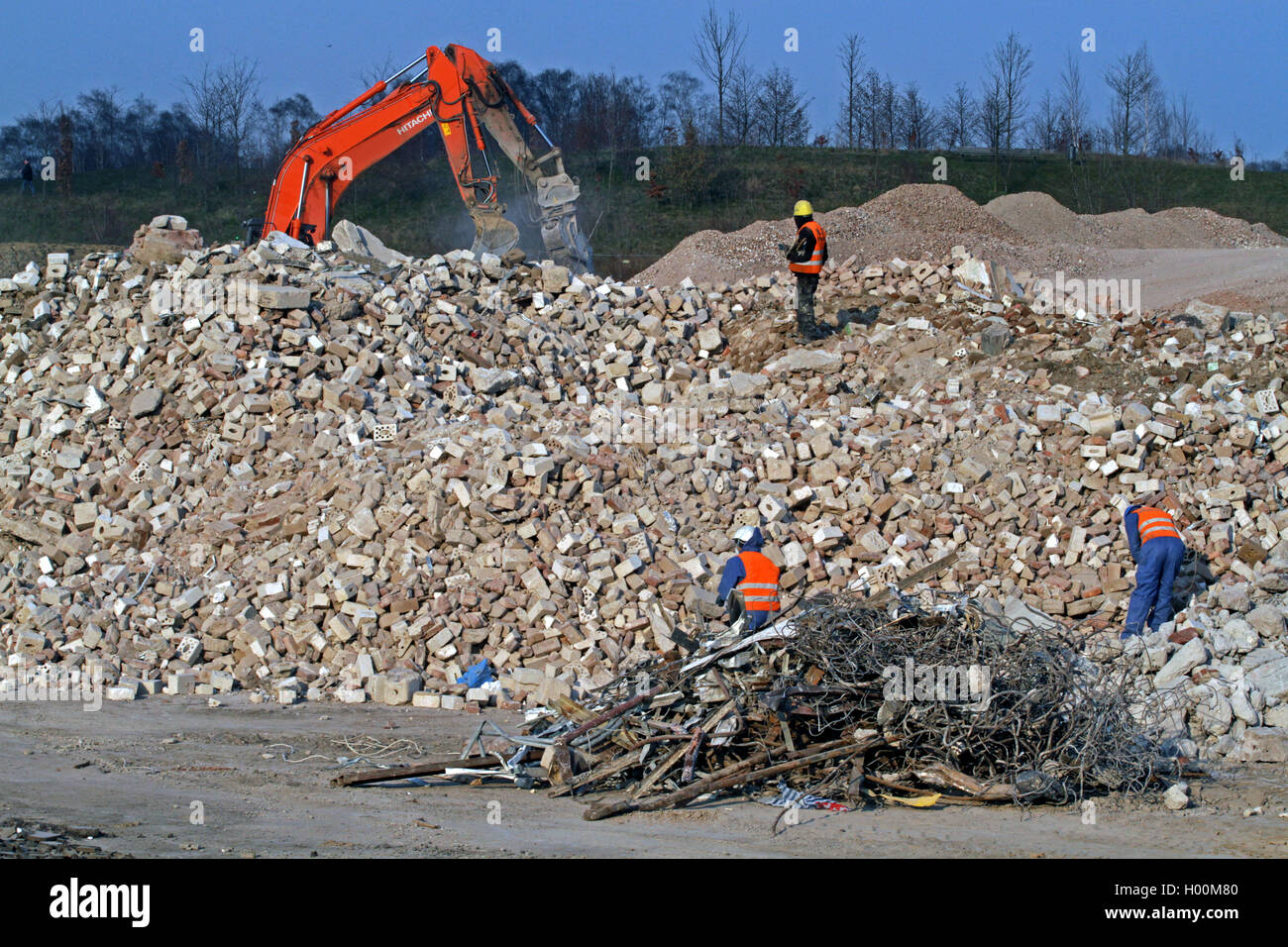 Recyclage des matériaux de construction après démolition, Allemagne Banque D'Images
