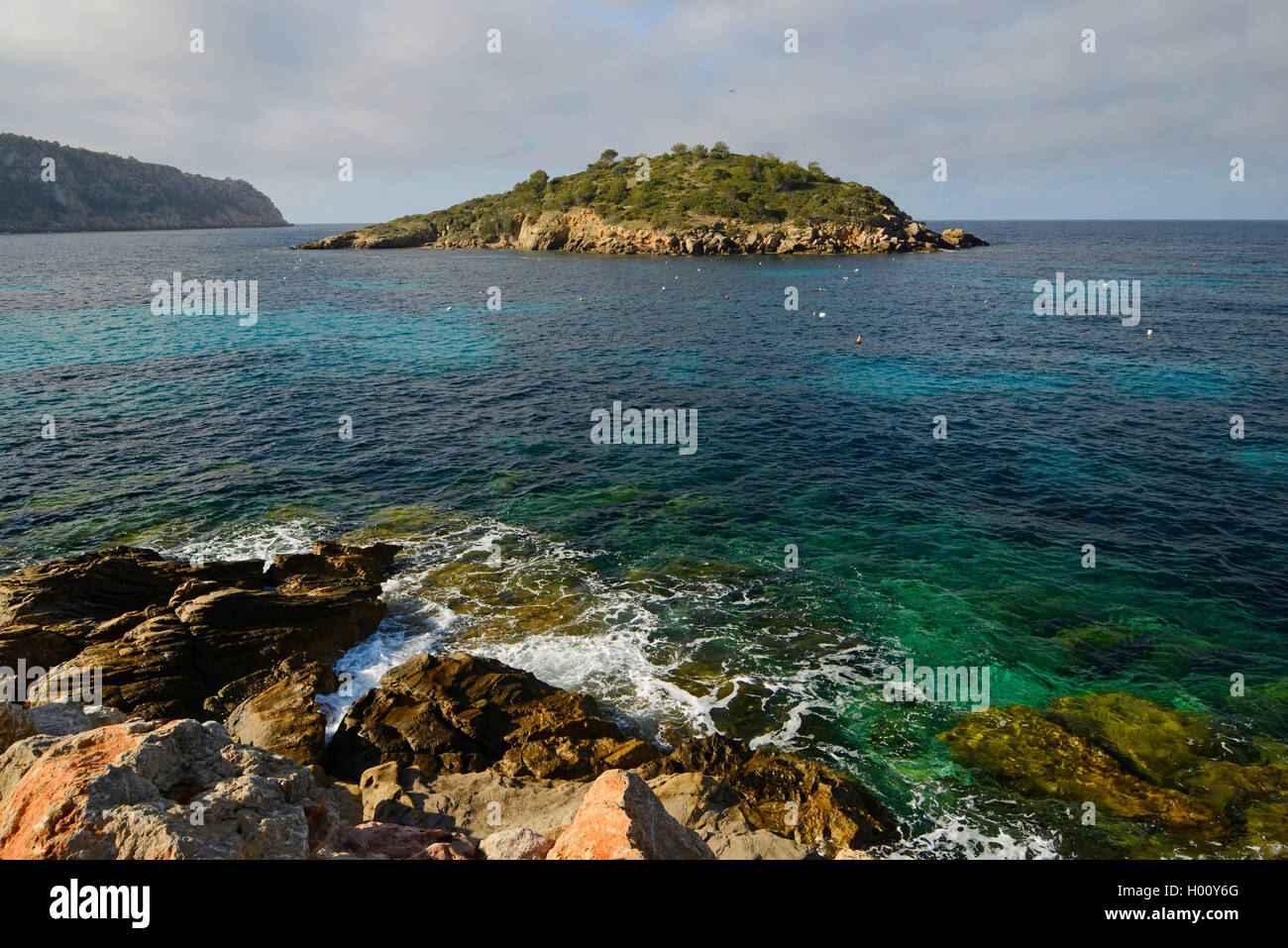 El Pantaleu île sur la côte de Majorque, sanctuaire d'oiseaux, l'Espagne, Baléares, Majorque, EL, ES Pantaleu Pantaleu Banque D'Images