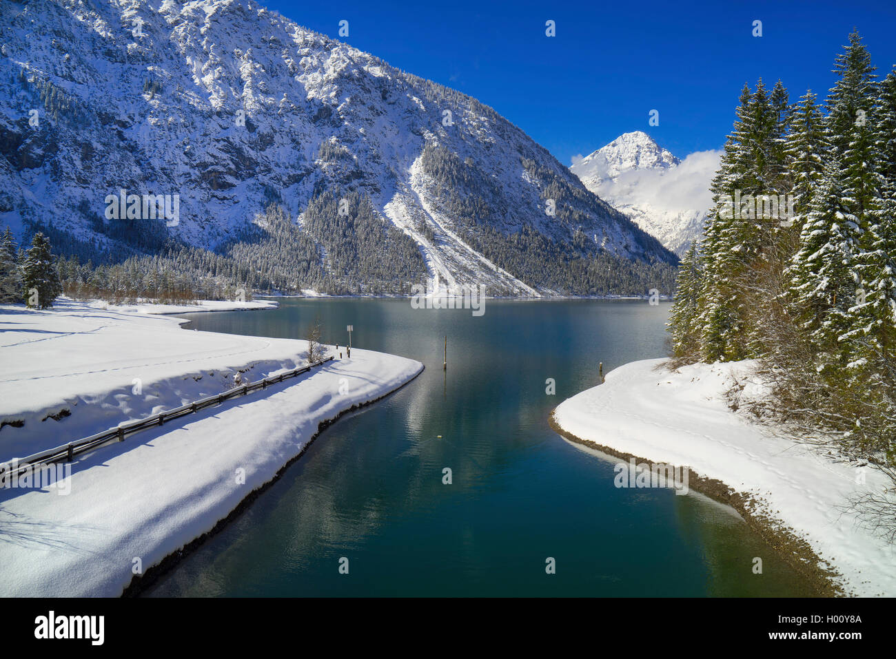Paysage d'hiver au Tyrol, Autriche, Plansee Banque D'Images