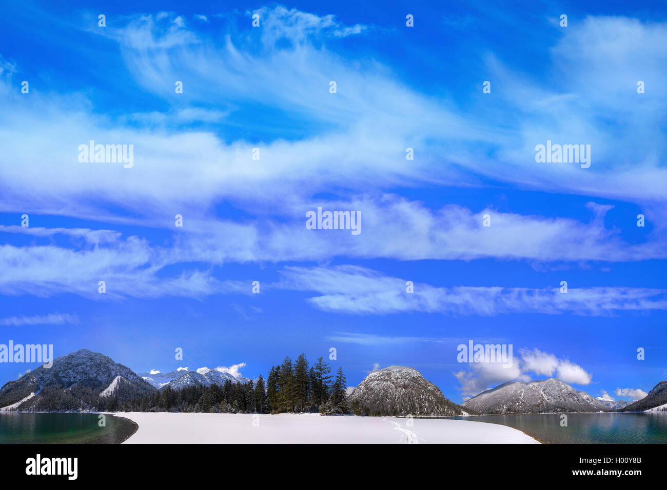 Paysage d'hiver au Tyrol, Autriche, Plansee Banque D'Images