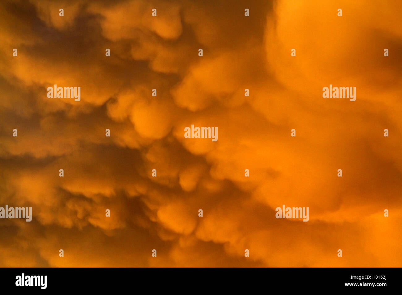 Nuage mammatus au coucher du soleil, Allemagne Banque D'Images
