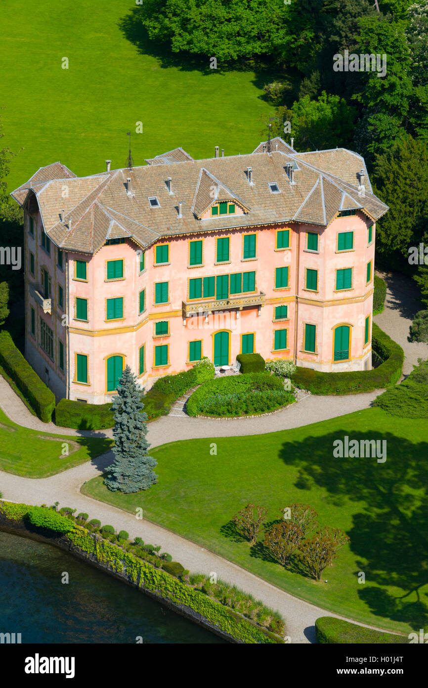 Italie, Lombardie, Lac de Côme, Tavernola, villa Dozzio (vue aérienne) Banque D'Images