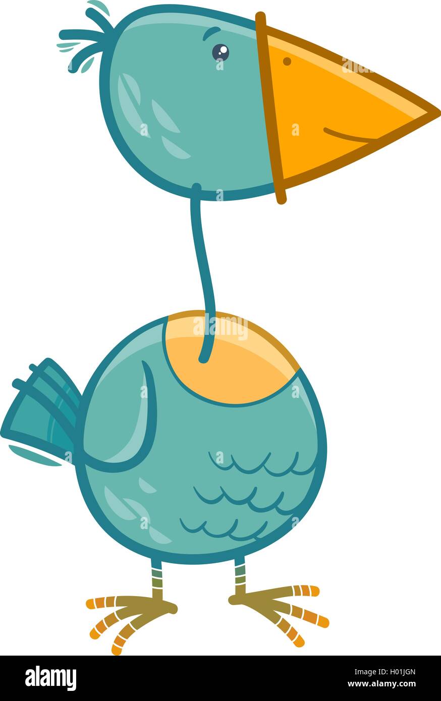 Cartoon illustration du caractère animal oiseau rigolo Illustration de Vecteur