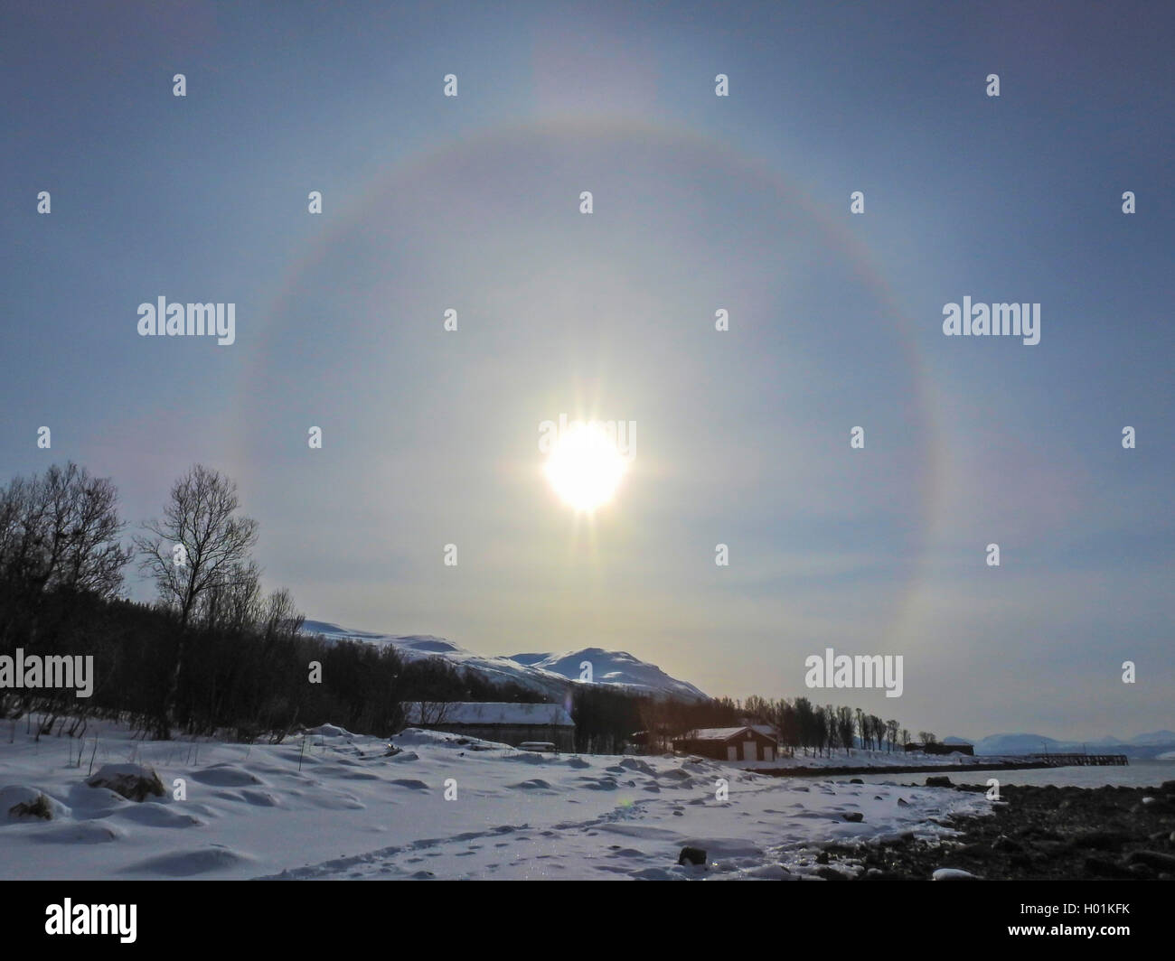 Halo solaire, la Norvège, Troms, Tromsoe Banque D'Images