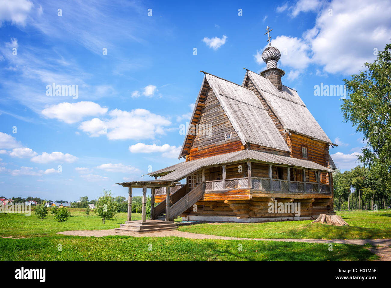 Église en bois de Saint Nicolas à Suzdal, anneau d'or, Russie Banque D'Images