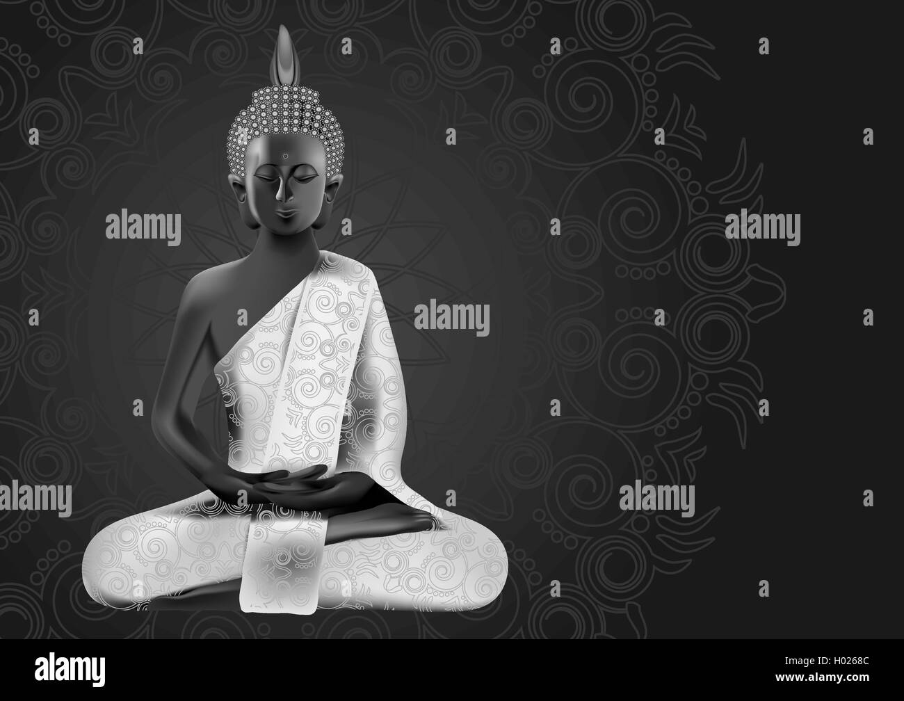 La posture de Bouddha méditant dans l'argent Illustration de Vecteur