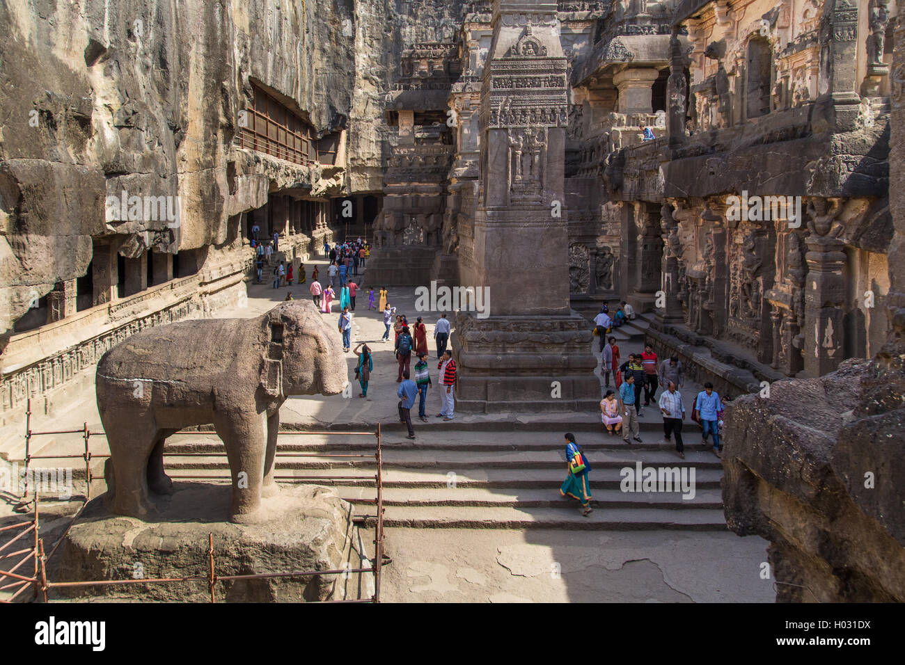 Amritsar, Inde - 14 janvier 2015 : côté nord du temple Kailasa partie d'Ellora Caves. Aussi connu comme l'un des grand temple Kailasanatha Banque D'Images