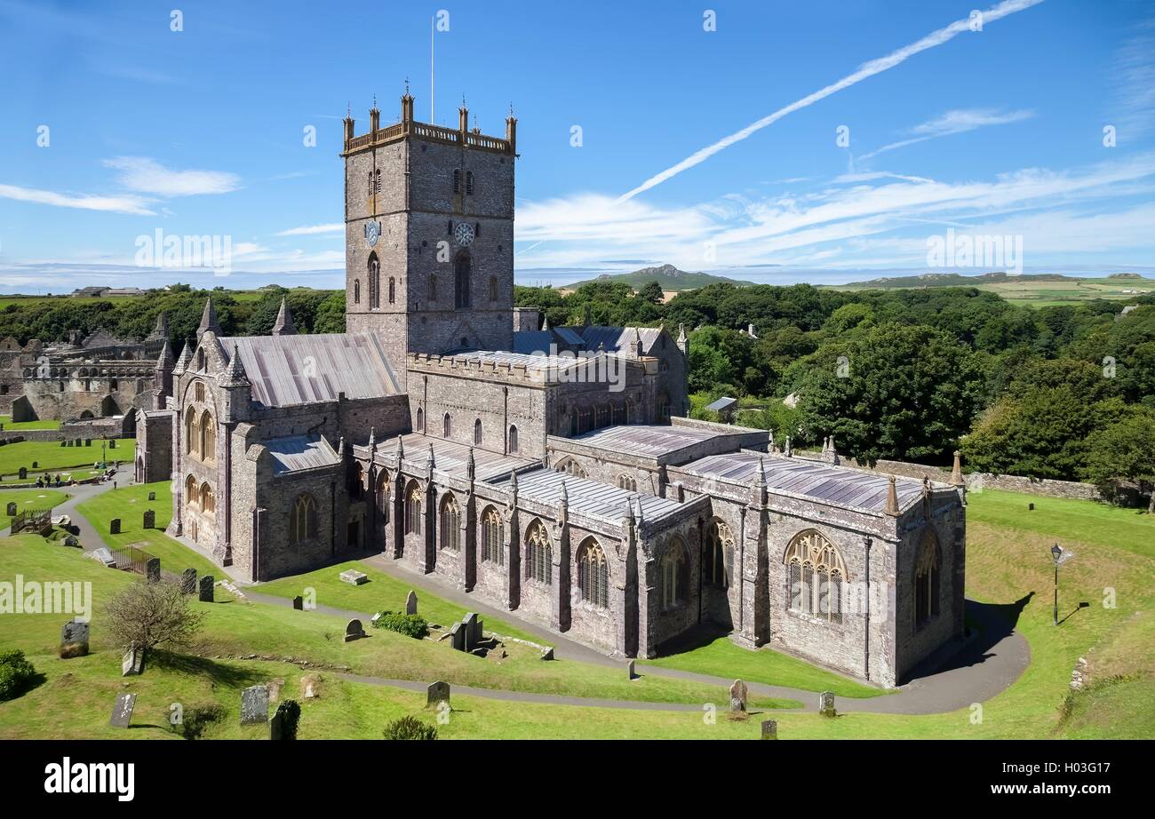 La Cathédrale de St David's, Pembrokeshire, Pays de Galles, Grande-Bretagne Banque D'Images