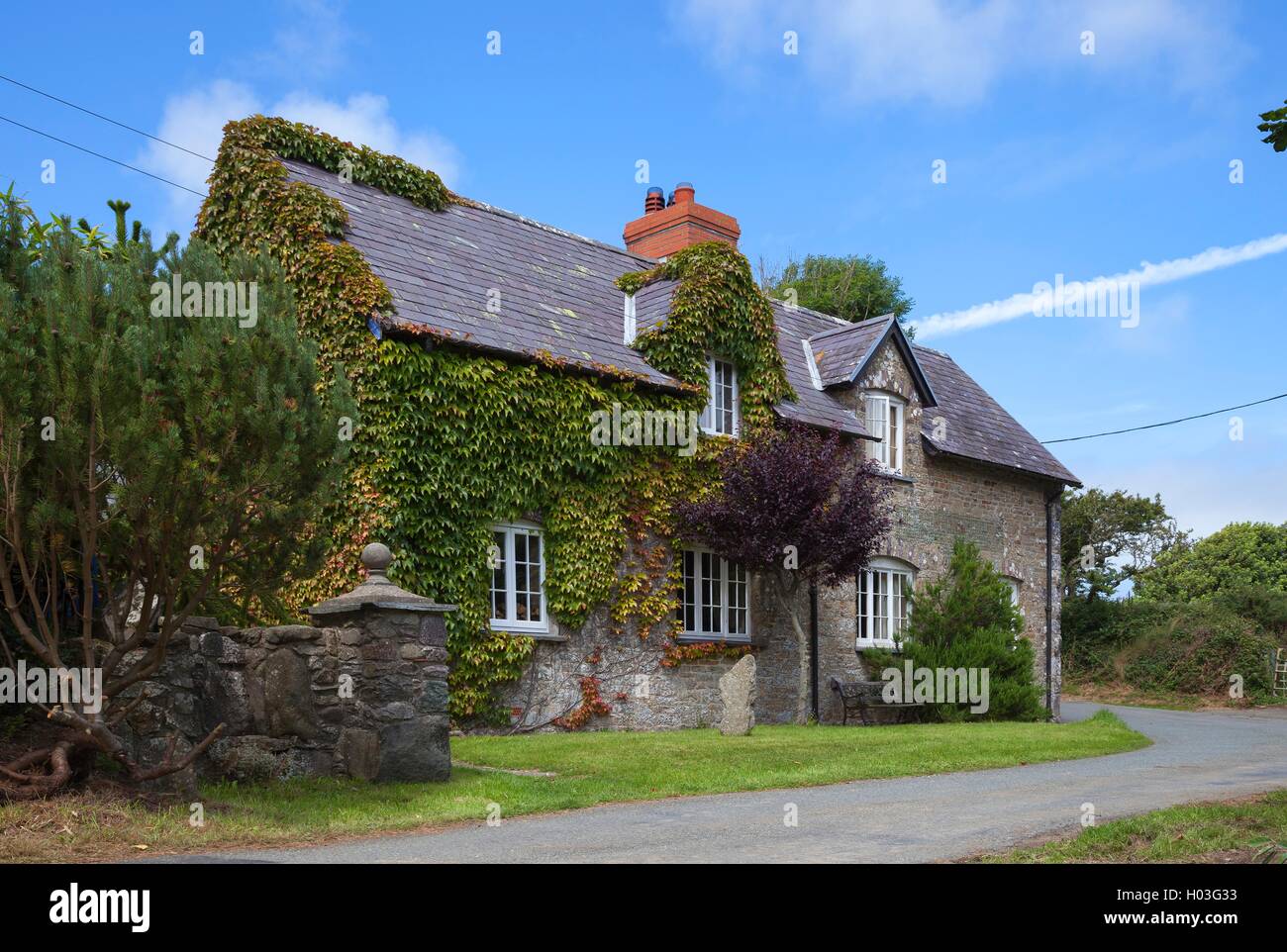 Welsh, maison en pierre, Pembrokeshire, Pays de Galles, Grande-Bretagne Banque D'Images