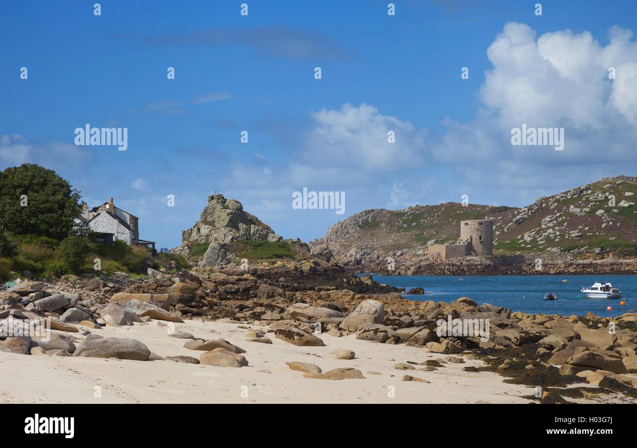 Cromwells Château de Bryher, Îles Scilly, Angleterre Banque D'Images