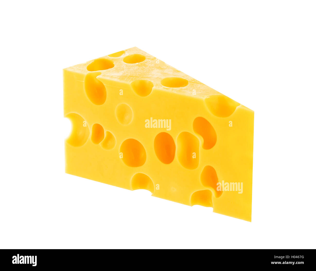 Morceau de fromage ferme isolée. Maasdam ou suisse Banque D'Images