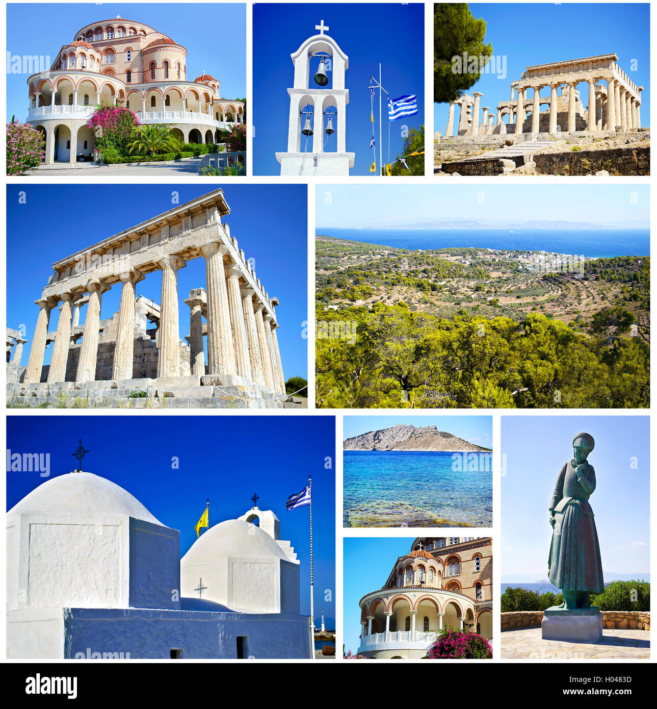 Collage de l'île d'Aegina Grèce golfe de Saros Banque D'Images