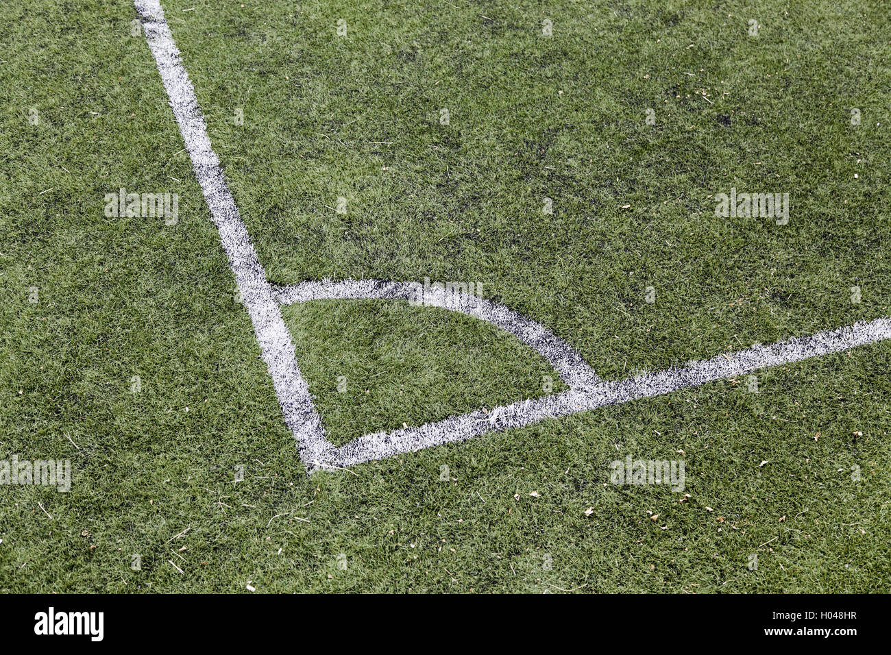 Coin d'un terrain de football, détail d'un terrain de sport Banque D'Images
