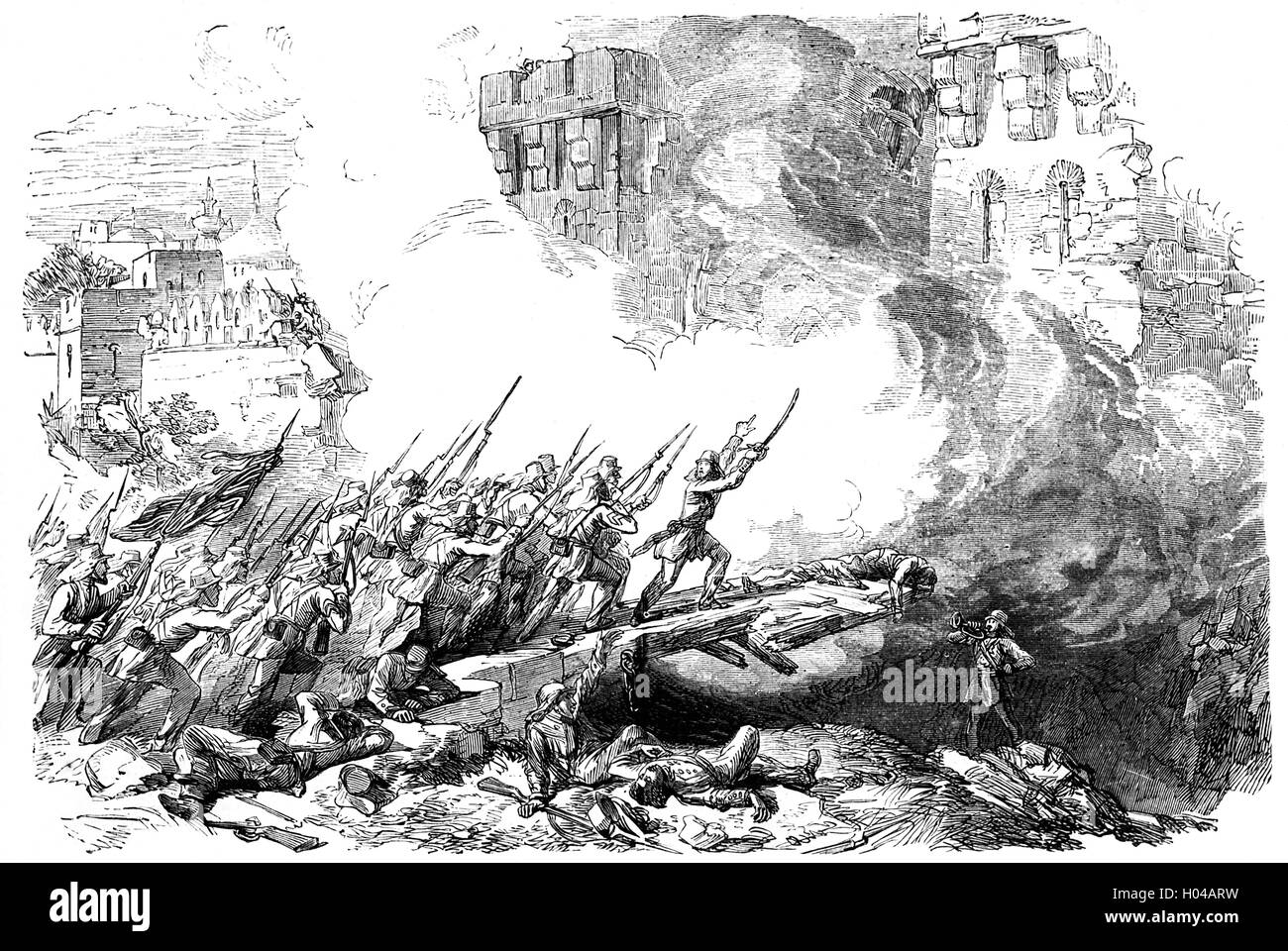 Kashmere Gate ou la porte du Cachemire est la porte nord de la ville historique fortifiée de Delhi et a été utilisé par les Britanniques pour empêcher les mutins d'entrer dans la ville. Il a été le théâtre d'une attaque de l'armée britannique durant la révolte des Cipayes de 1857 lorsque le pont et la gauche de la porte des feuilles ont été détruits à l'aide de la poudre, en commençant l'assaut final sur les rebelles vers la fin de siège de Delhi Banque D'Images