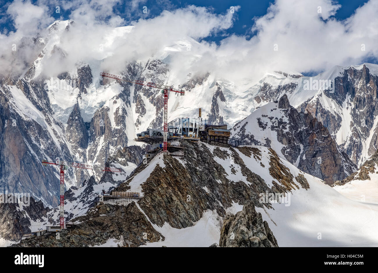 Mont Blanc, Courmayeur, nouvelle construction du téléphérique Banque D'Images